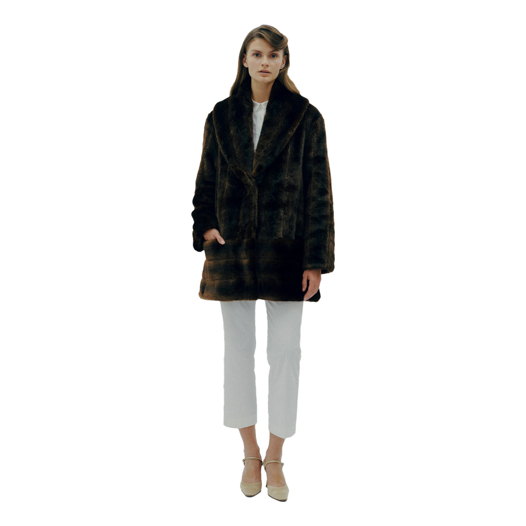 Zara black fur coat outlet