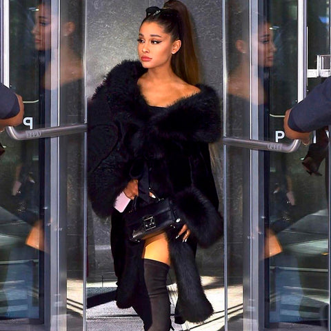 Vegan Singer Ariana Grande Wears I Am Furless Faux Fur Jacket By Luxury Marei1998