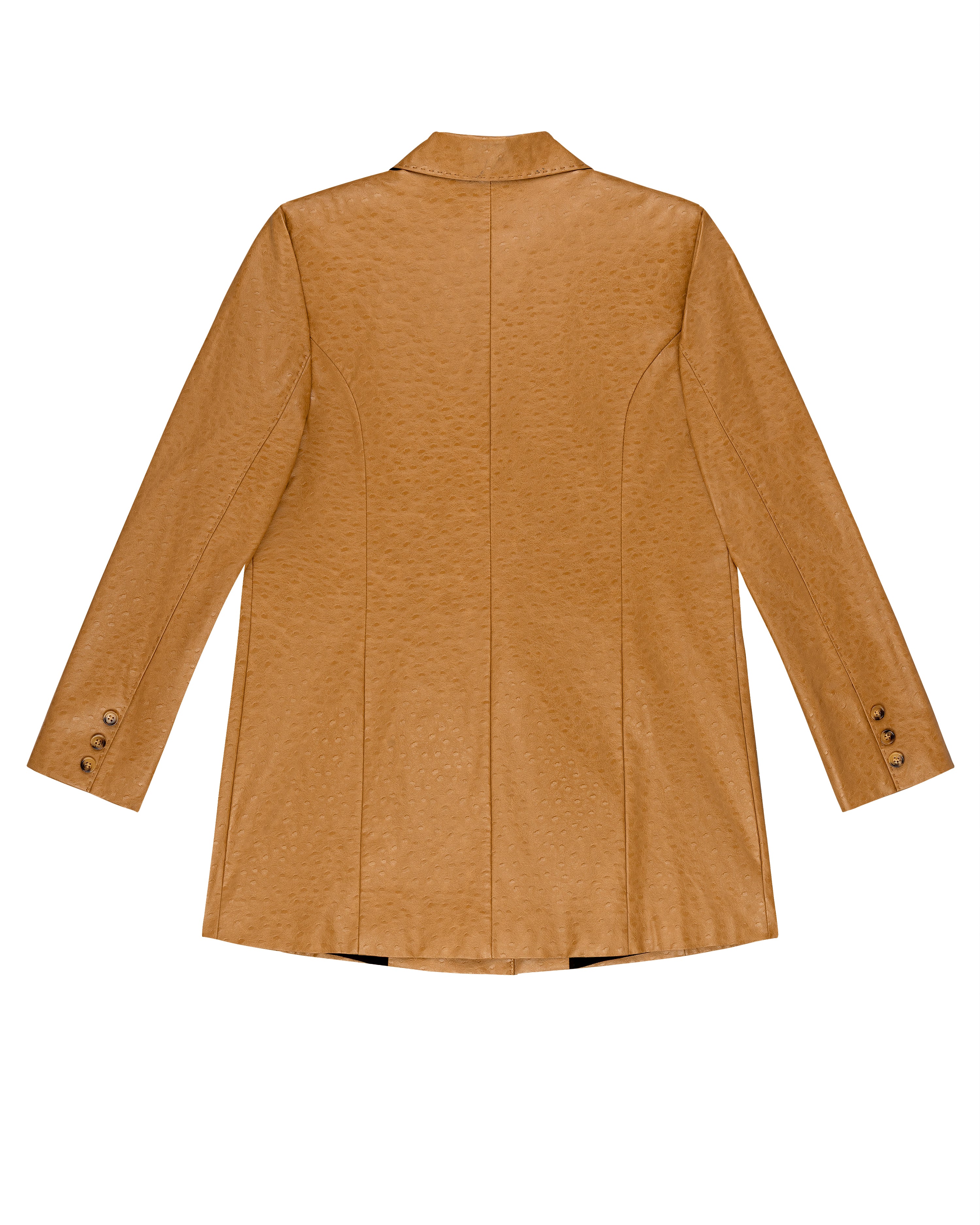 Nigella Earth Brown Faux Ostrich Leather Double Breasted Tailored Jacket