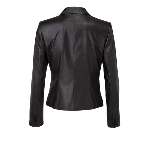 Alysum Black Faux Leather Tailored Jacket Back Packshot Marei1998
