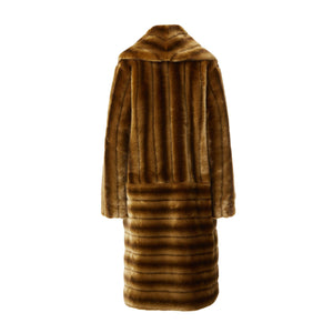 Deuzia Brown Stripes Faux Fur Relaxed Coat Packshot Back Marei1998