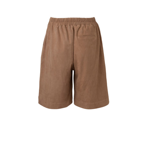 Suede Relaxed Fit Shorts In Sand Color