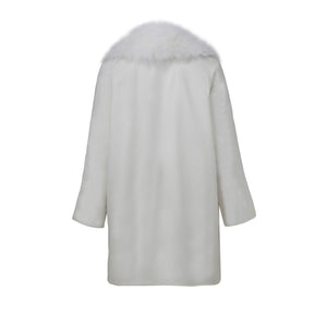 Lavatera Recycled Nylon White Padded Coat With Faux Fur Collar Back Packshot Marei1998