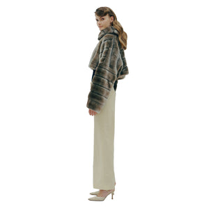 Lily Of The Valley Grey Stripes Bolero Oversized Jacket Model Side Marei1998