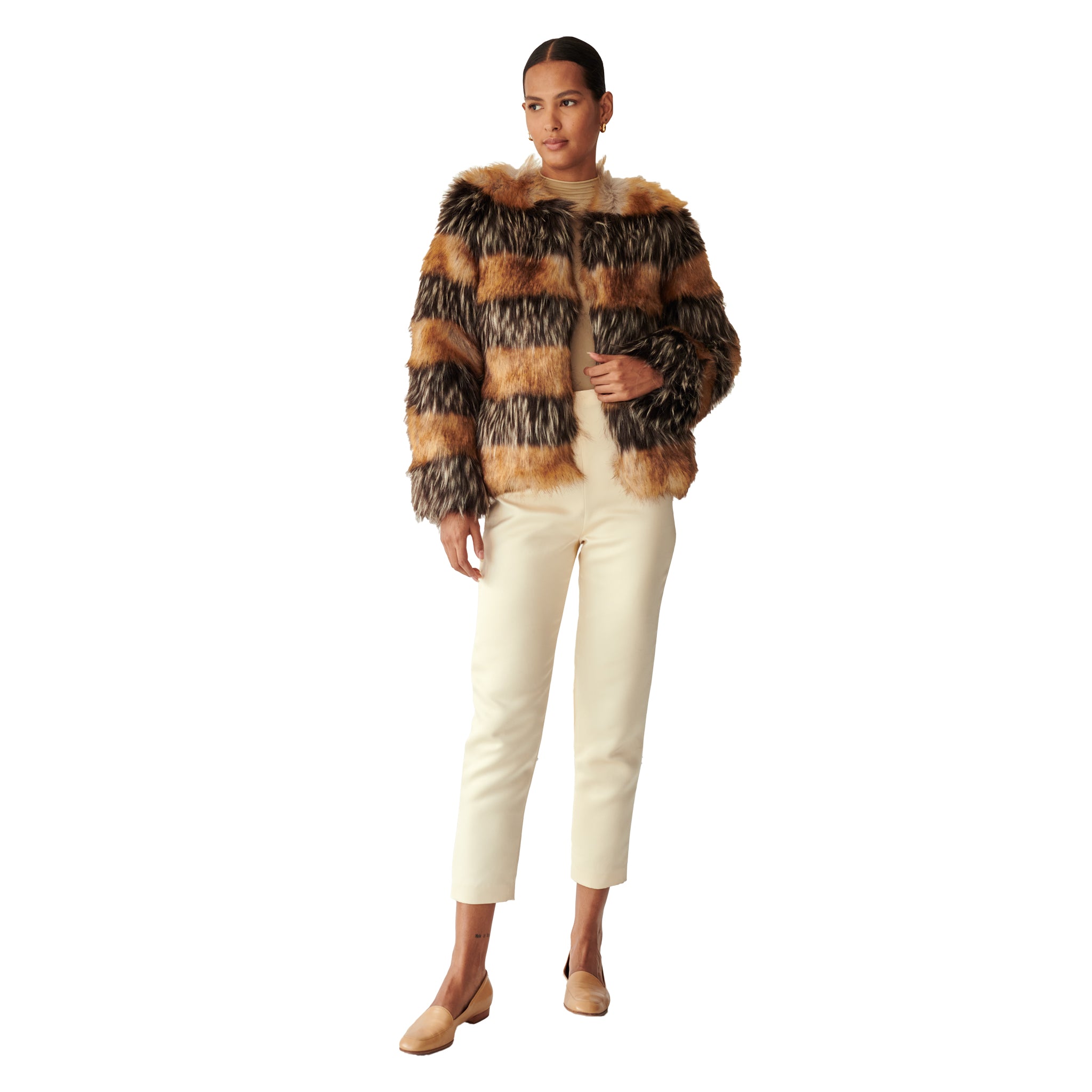 Royal Lily Faux Fur Stripes Jacket – Marei1998