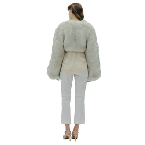 Viola Faux Fur White Bolero Jacket Model Back Marei1998