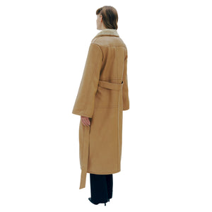 Violet Camel Reversible Bonded Faux Leather & Faux Fur Coat Side Model Marei1998