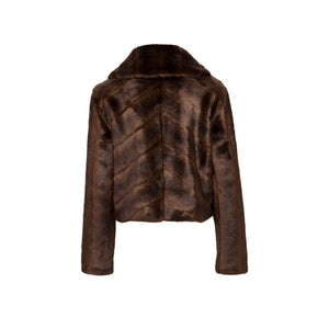 Oleander Brown Striped Faux Fur Jacket Packshot Back Marei1998