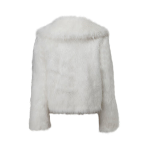 Penstemone White Faux Fur Notched Collar Coat Back Packshot Marei1998