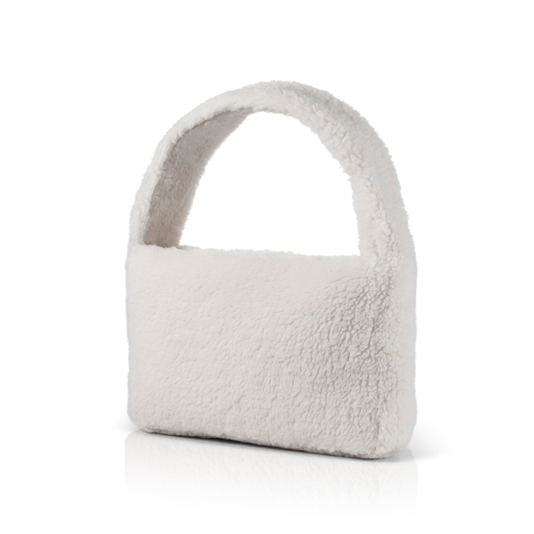 Poppy Off White Cotton Faux Shearling Medium Size Handbag Marei1998