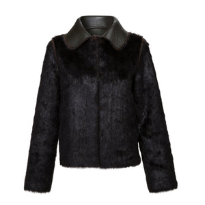 Rose Reversible Olive Faux Leather & Brown Faux Fur Jacket Front Packshot Marei1998