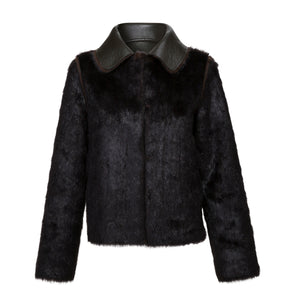 Rose Reversible Olive Faux Leather & Brown Faux Fur Jacket Front Packshot Marei1998