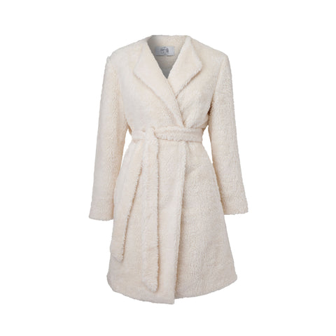 Verbena Cotton Shearling Robe Jacket In Ivory Front Packshot Marei1998