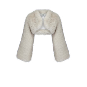 Viola Faux Fur White Bolero Jacket packshot Front Marei1998